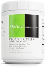 DaVinci Labs Vegan Protein Powder for Muscle Repair - Pea Protein & Flax Seed Blend - Creamy Chocolate Flavor, 15 Servings (477 g)