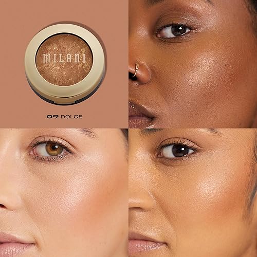 Milani Dolce Baked Bronzer - Cruelty-Free Shimmer Bronzing Powder for Contour & Highlighting, 0.25 oz