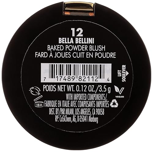 Milani Baked Blush Bella Bellini 0.12 oz Vegan Cruelty-Free Powder Blush - Highlight & Contour Face