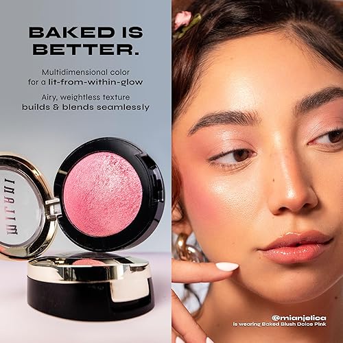 Milani Baked Blush - Cruelty-Free Cheek Powder for Shimmery or Matte Finish - Tea Rose