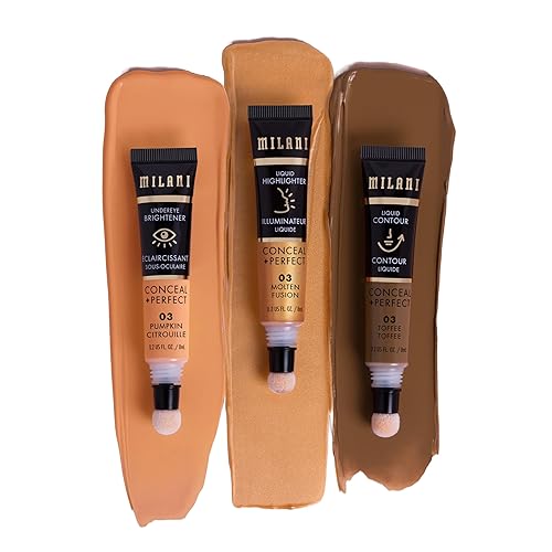 Milani Conceal + Perfect Facelift Kit: Toffee Contour, Molten Highlighter, Pumpkin Undereye Brightener