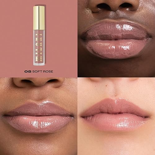 Milani Lip Gloss, Nourishing Lip Plumper with Hyaluronic Acid & Peptides, Soft Rose Shade