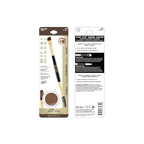 Milani Stay Put Brow Color - Brunette (0.09 oz) Vegan, Cruelty-Free Brow Color for Filling and Shaping Brows