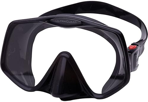 Atomic Aquatics Frameless 2 Scuba Diving Mask | Wide View, Comfortable Seal | Travel Case | Medium Fit, Black