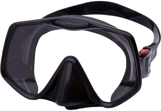 Atomic Aquatics Frameless 2 Scuba Diving Mask | Wide View, Comfortable Seal | Travel Case | Medium Fit, Black