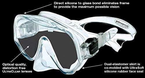 Atomic Aquatics Frameless 2 Scuba Diving Snorkeling Mask | Wide View | Soft Seal | Travel Case | Large Fit
