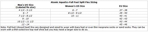 Atomic Aquatics Full Foot Split Fins (High Performance) Size 4.5-5.5 Aqua Gear