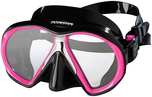Atomic Aquatics Black and Pink Medium Fit Subframe Mask - Stylish and Comfortable