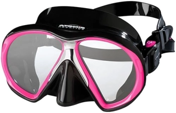 Atomic Aquatics Black and Pink Medium Fit Subframe Mask - Stylish and Comfortable