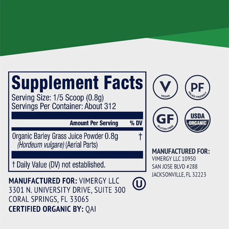 Vimergy Organic Barley Grass Juice Powder