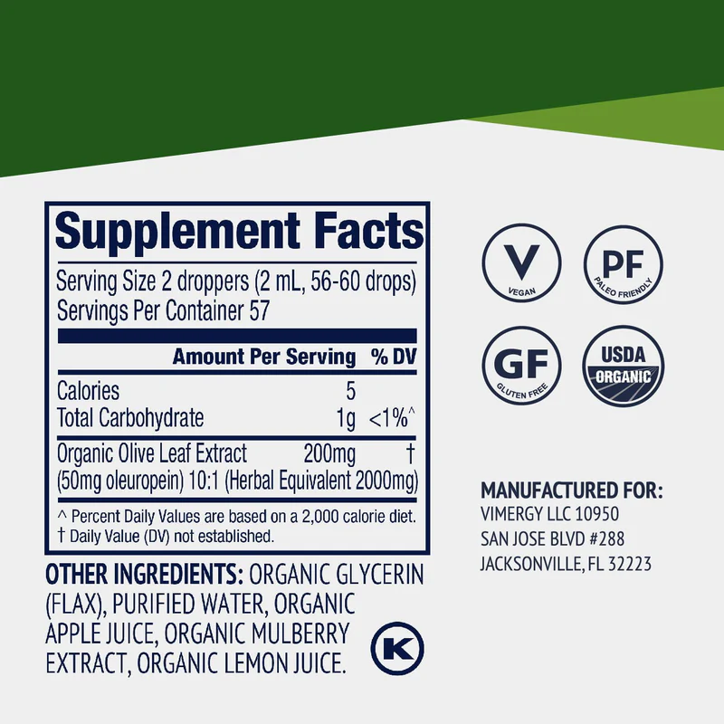 Vimergy Organic Liquid Olive Leaf