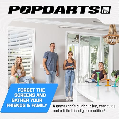 Popdarts PRO Pack: Indoor/Outdoor Suction Cup Throwing Game with Wigglenobber Target Marker - Competitive POP Action