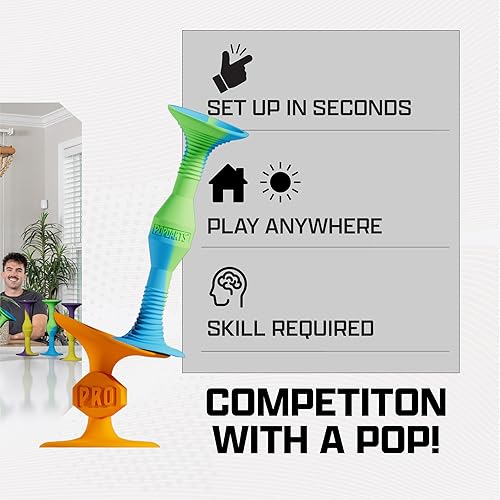 Popdarts PRO Pack: Indoor/Outdoor Suction Cup Throwing Game with Wigglenobber Target Marker - Competitive POP Action