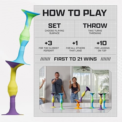 Popdarts PRO Pack: Indoor/Outdoor Suction Cup Throwing Game with Wigglenobber Target Marker - Competitive POP Action