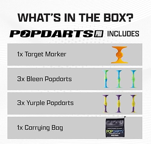 Popdarts PRO Pack: Indoor/Outdoor Suction Cup Throwing Game with Wigglenobber Target Marker - Competitive POP Action
