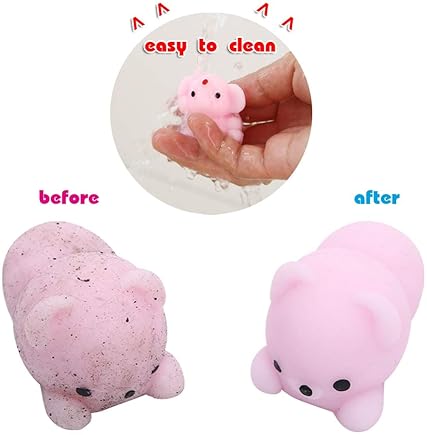 KINGYAO Kawaii Mochi Squishies Set - 24pcs Stress Reliever Toys for Kids with Storage Box