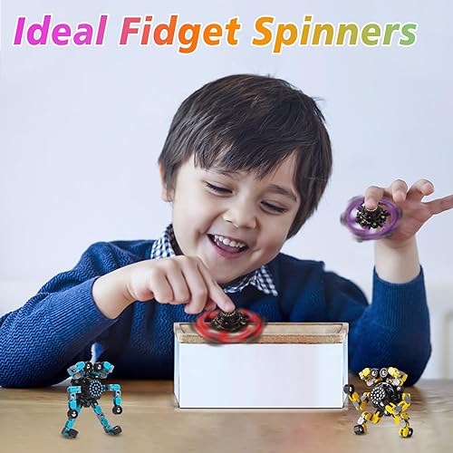 Gokeey 4-Piece Transformable Fidget Spinners for Kids and Adults - Stress Relief Sensory Toys - Party Favors - Stocking Stuffers