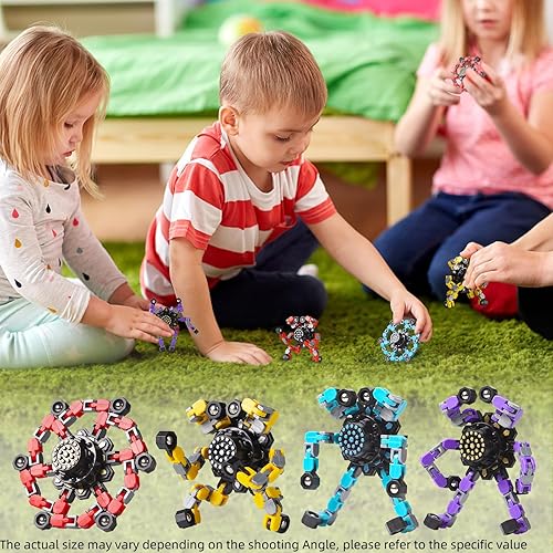 Gokeey 4-Piece Transformable Fidget Spinners for Kids and Adults - Stress Relief Sensory Toys - Party Favors - Stocking Stuffers