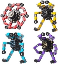 Gokeey 4-Piece Transformable Fidget Spinners for Kids and Adults - Stress Relief Sensory Toys - Party Favors - Stocking Stuffers