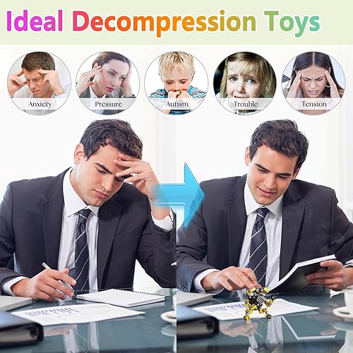 Gokeey 4-Piece Transformable Fidget Spinners for Kids and Adults - Stress Relief Sensory Toys - Party Favors - Stocking Stuffers