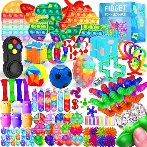 MOZACI Fidget Toys 120 Pack - Stocking Stuffers for Kids, Adults, Stress Relief, Autism, ADHD - Classroom Prizes