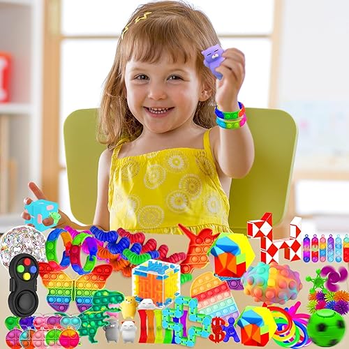 MOZACI Fidget Toys 120 Pack - Stocking Stuffers for Kids, Adults, Stress Relief, Autism, ADHD - Classroom Prizes