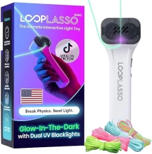 Loop Lasso NANO Glow String Shooter Toy with UV Blacklight, Interactive STEM Toy - Ideal for Kids & Adults, Rave Accessory & Light Show Gadget