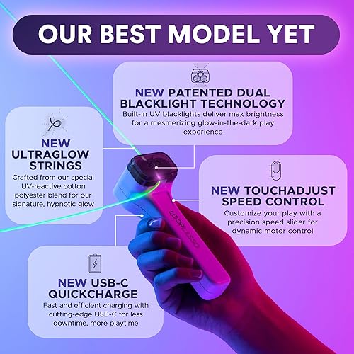 Loop Lasso NANO Glow String Shooter Toy with UV Blacklight, Interactive STEM Toy - Ideal for Kids & Adults, Rave Accessory & Light Show Gadget