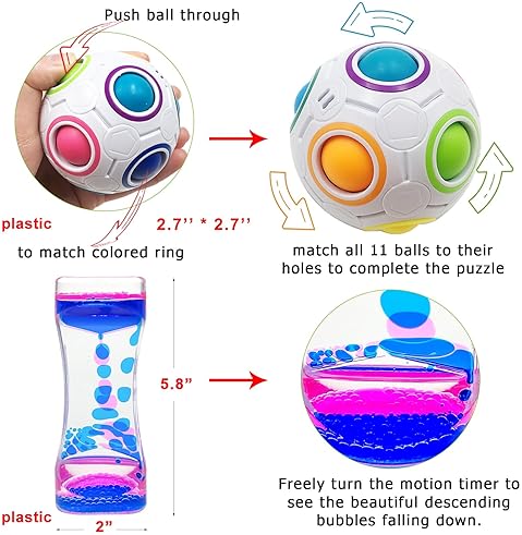 Scientoy Sensory Fidget Toy Set for ADD, OCD, Autism - Stress Relief with Motion Timer, 35 Pcs Gift Box