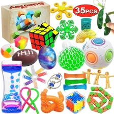 Scientoy Sensory Fidget Toy Set for ADD, OCD, Autism - Stress Relief with Motion Timer, 35 Pcs Gift Box