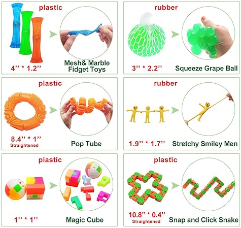 Scientoy Sensory Fidget Toy Set for ADD, OCD, Autism - Stress Relief with Motion Timer, 35 Pcs Gift Box
