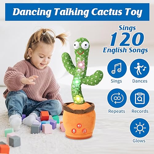 SANJOIN Dancing Talking Cactus Baby Toy with 120 English Songs