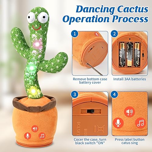SANJOIN Dancing Talking Cactus Baby Toy with 120 English Songs