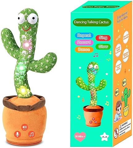 SANJOIN Dancing Talking Cactus Baby Toy with 120 English Songs