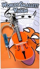 MunnyGrubbers Mini Violin Toy Keychain - Smallest Sad Music Keychain for Play - Tiny Violin Sound