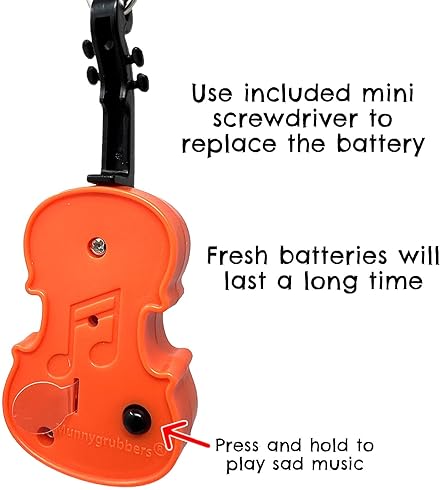 MunnyGrubbers Mini Violin Toy Keychain - Smallest Sad Music Keychain for Play - Tiny Violin Sound