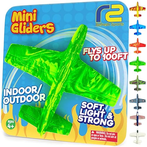 Refresh Sports Kids Foam Airplanes - Fun Glider Toys for Ages 4-10+ - Best Toy Gift for Boys & Girls - Small Birthday Party Favors - Airplane Gift Idea