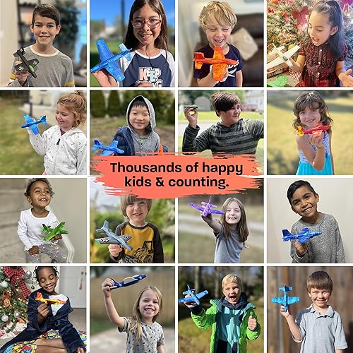 Refresh Sports Kids Foam Airplanes - Fun Glider Toys for Ages 4-10+ - Best Toy Gift for Boys & Girls - Small Birthday Party Favors - Airplane Gift Idea