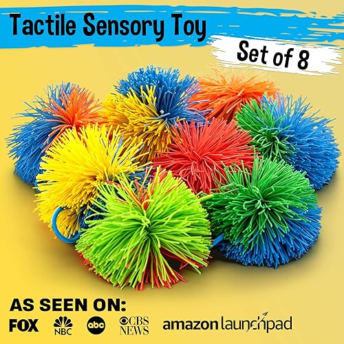 Refresh Sports Stringy Balls Sensory Toys 8 Pack for Kids: Stress Balls Birthday Party Favors - Monkey Ball Fidget Toy Set