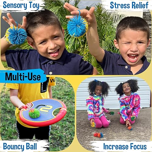 Refresh Sports Stringy Balls Sensory Toys 8 Pack for Kids: Stress Balls Birthday Party Favors - Monkey Ball Fidget Toy Set