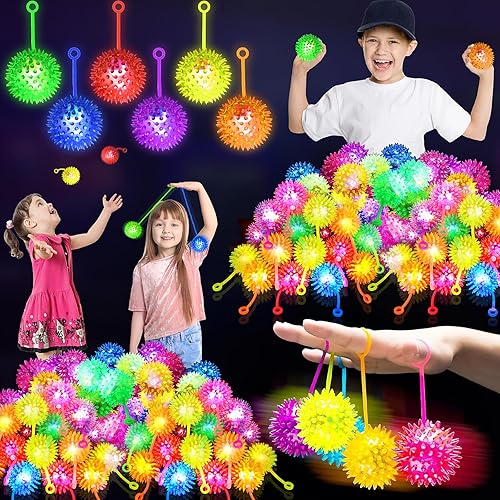 SHQDD 24PCS LED Light Up Bouncy Balls - 6 Colors, Squeaky & Glow-in-the-Dark Toys