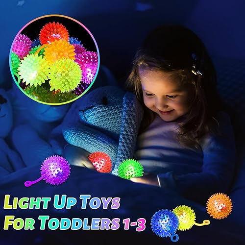 SHQDD 24PCS LED Light Up Bouncy Balls - 6 Colors, Squeaky & Glow-in-the-Dark Toys