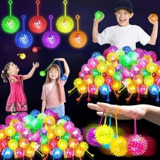 SHQDD 24PCS LED Light Up Bouncy Balls - 6 Colors, Squeaky & Glow-in-the-Dark Toys