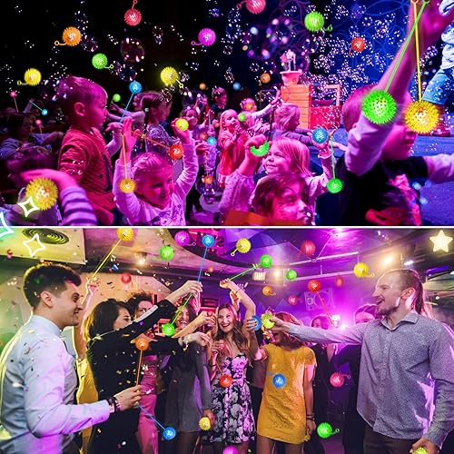 SHQDD 24PCS LED Light Up Bouncy Balls - 6 Colors, Squeaky & Glow-in-the-Dark Toys