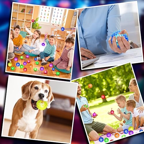 SHQDD 24PCS LED Light Up Bouncy Balls - 6 Colors, Squeaky & Glow-in-the-Dark Toys