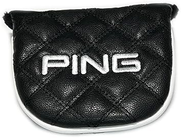 Ping Black Leather Ping Universal Round Putter Headcover with Magnet Closure