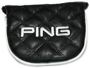 Ping Black Leather Ping Universal Round Putter Headcover with Magnet Closure