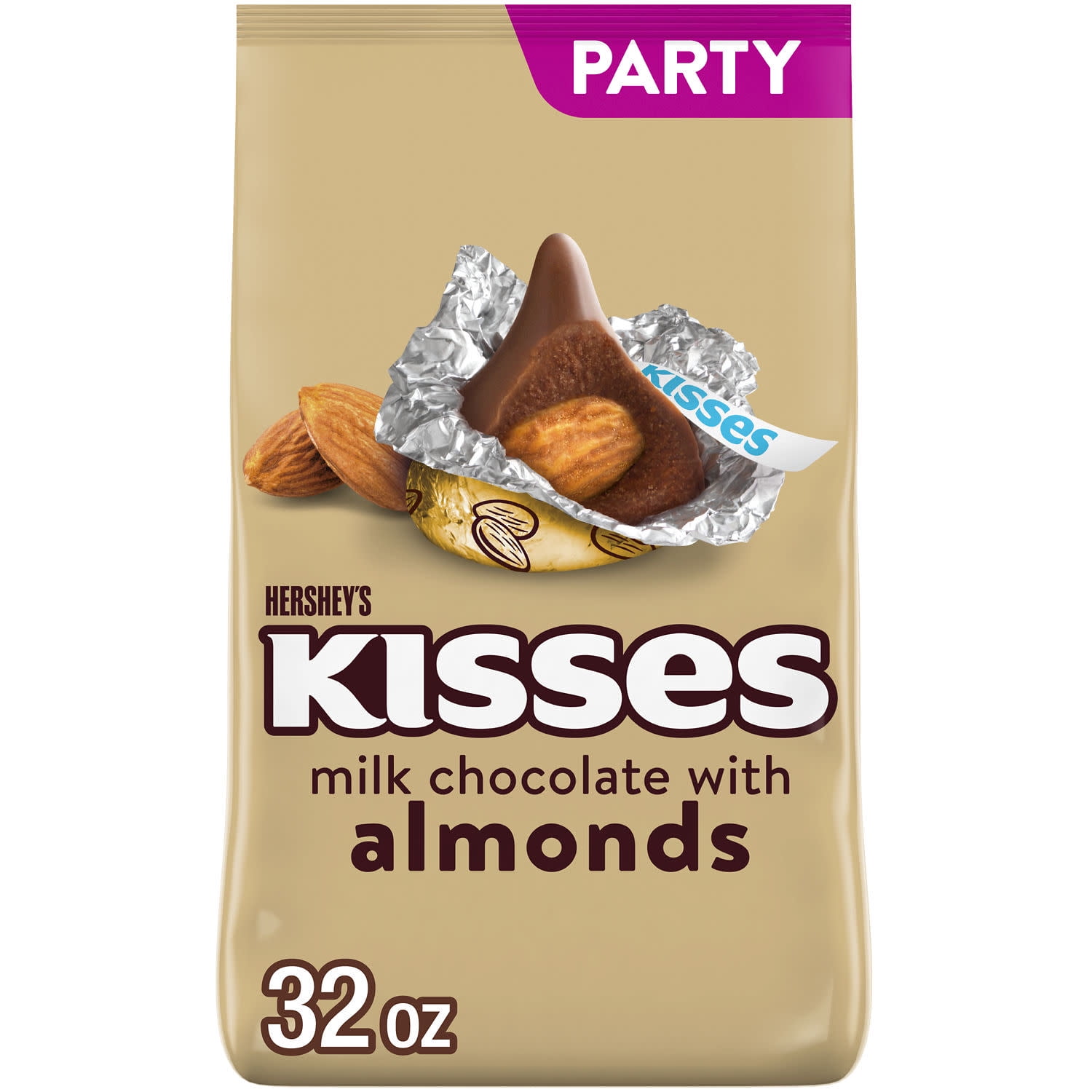 Hershey's Kisses Milk Chocolate Almonds Candy, Party Pack 32 oz