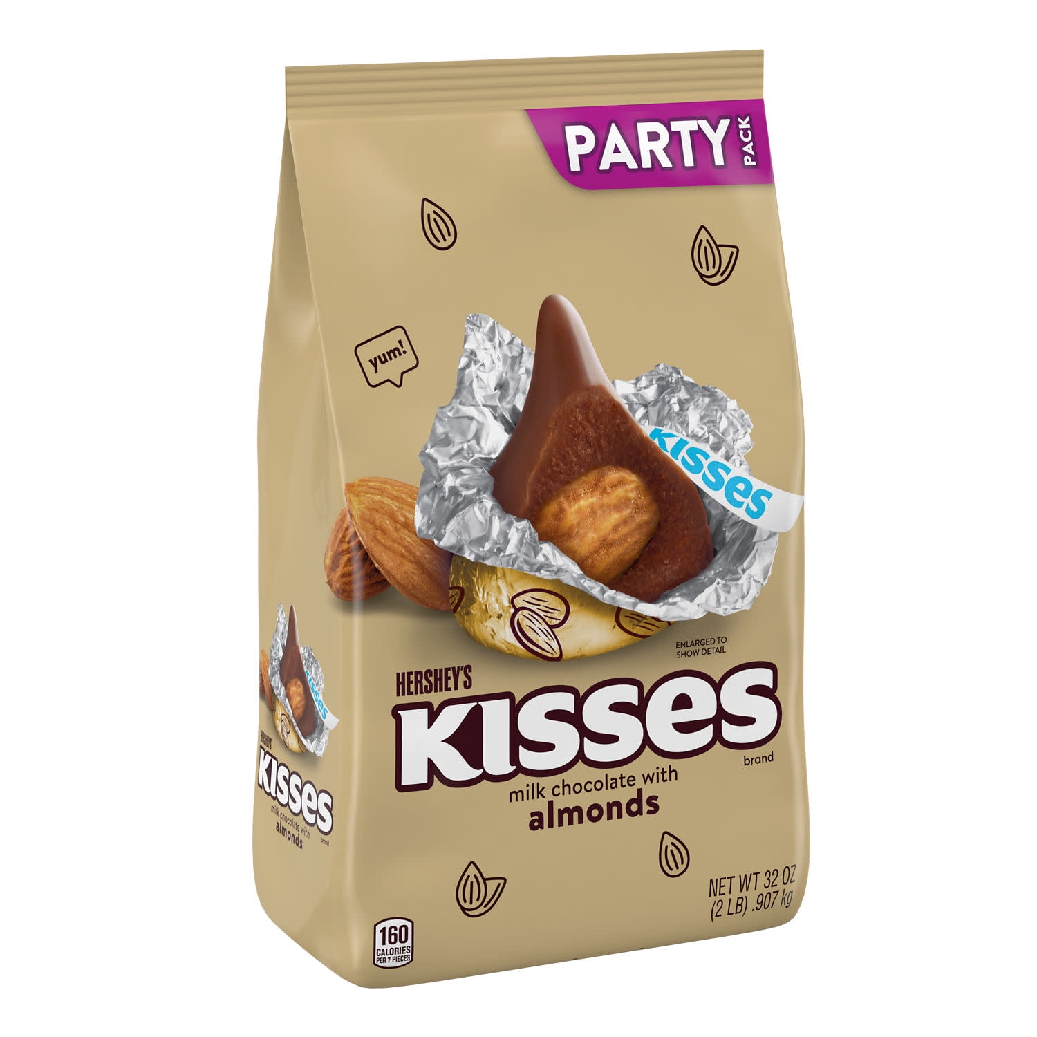Hershey's Kisses Milk Chocolate Almonds Candy, Party Pack 32 oz