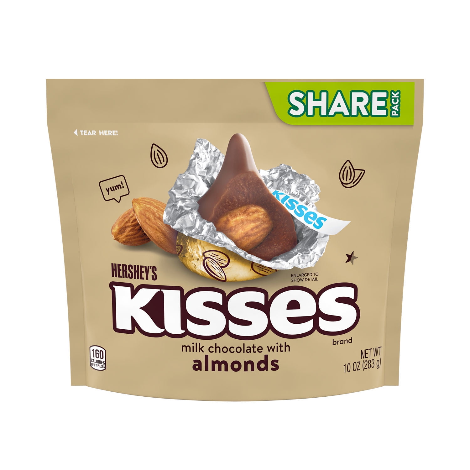 Hershey's Kisses Milk Chocolate Almond Share Pack 10 oz